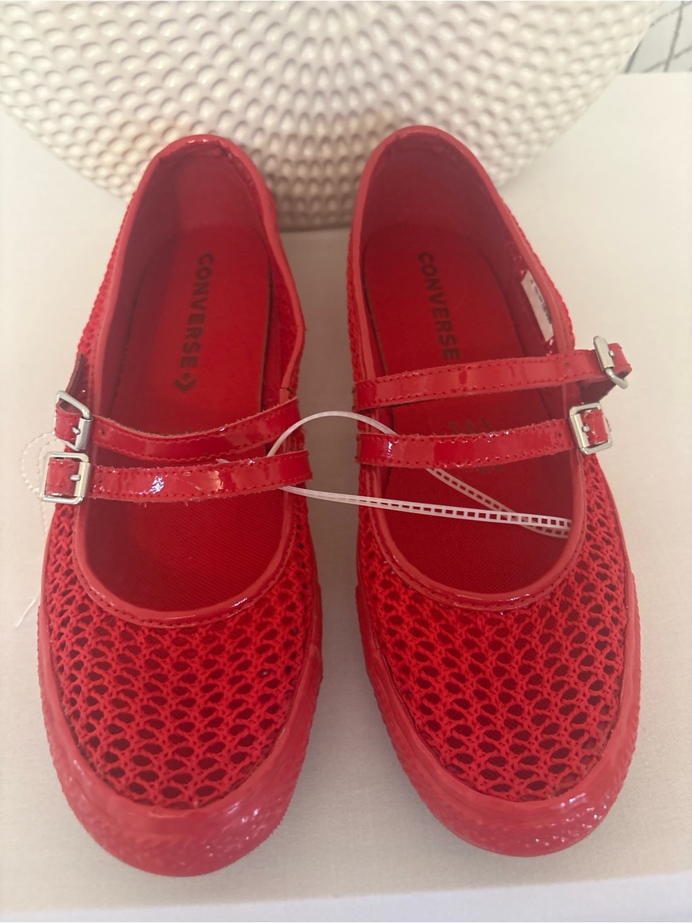 Converse Red Mary Jane Flats with Double Straps